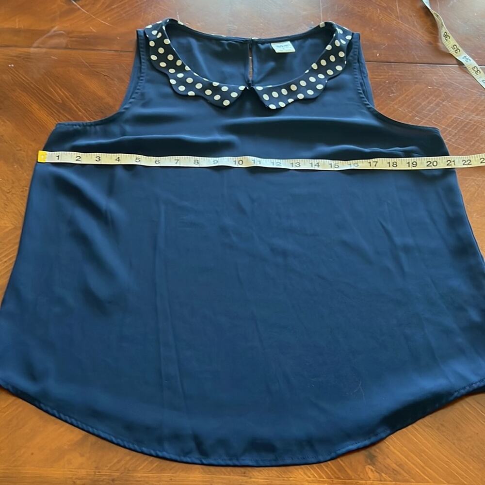 Disney LC Lauren Conrad Navy Blue Blouse with Polka Dot Collar Woman Size Large - Picture 9 of 10